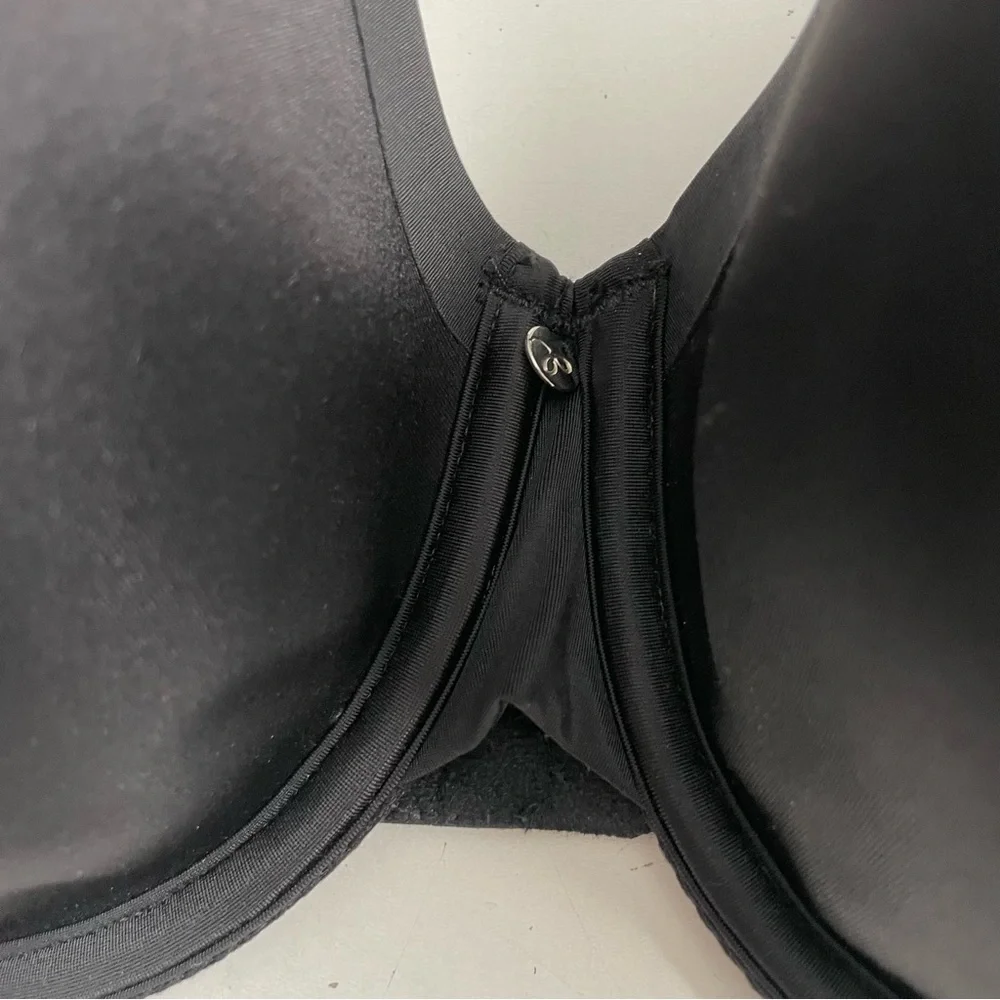 Cacique Bra Underwire Lightly Lined Mesh Adjustable Satin Black 44C